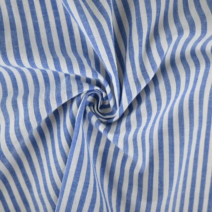 India Fabric  Cotton Plain Natural Woven Fabric Cotton Blue/White Stripe color buy from India wholesaler bulk order at wholesale price free worldwide shipping Alibaba