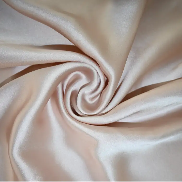 India Fabric  Polyester Satin Synthetic Woven Fabric Polyester Peach color buy from India wholesaler bulk order at wholesale price free worldwide shipping Alibaba