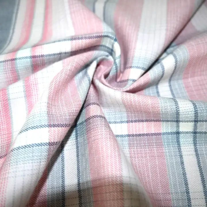 India Fabric  Cotton Twill Natural Woven Fabric Cotton Pink Check color buy from India wholesaler bulk order at wholesale price free worldwide shipping Alibaba