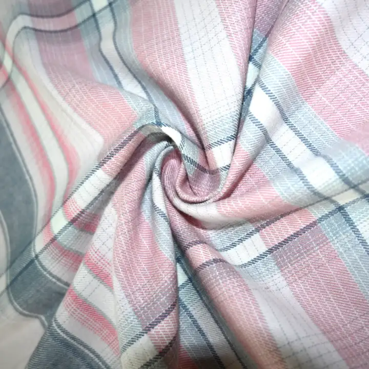 India Fabric  Cotton Twill Natural Woven Fabric Cotton Pink Check color buy from India wholesaler bulk order at wholesale price free worldwide shipping Alibaba