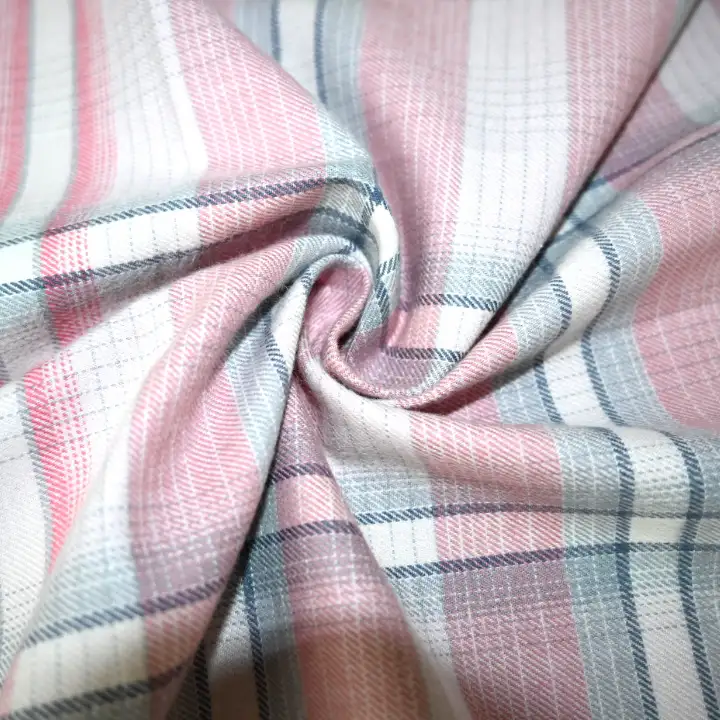 India Fabric  Cotton Twill Natural Woven Fabric Cotton Pink Check color buy from India wholesaler bulk order at wholesale price free worldwide shipping Alibaba