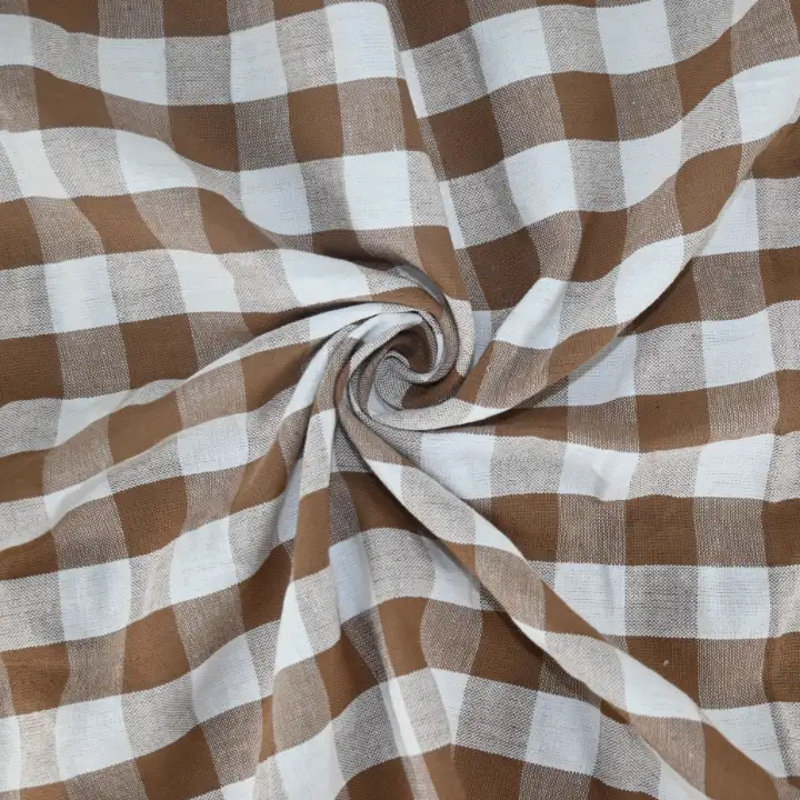 India Fabric for Shirt,Yoga Clothes Cotton Seersucker Natural Woven Fabric Cotton Beige White Check color buy from India wholesaler bulk order at wholesale price free worldwide shipping Alibaba