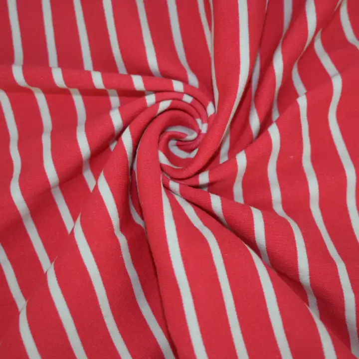 India Fabric for Pajamas Interlock Knit Fabric Cotton Spandex Pink Stripe color buy from India wholesaler bulk order at wholesale price free worldwide shipping Alibaba