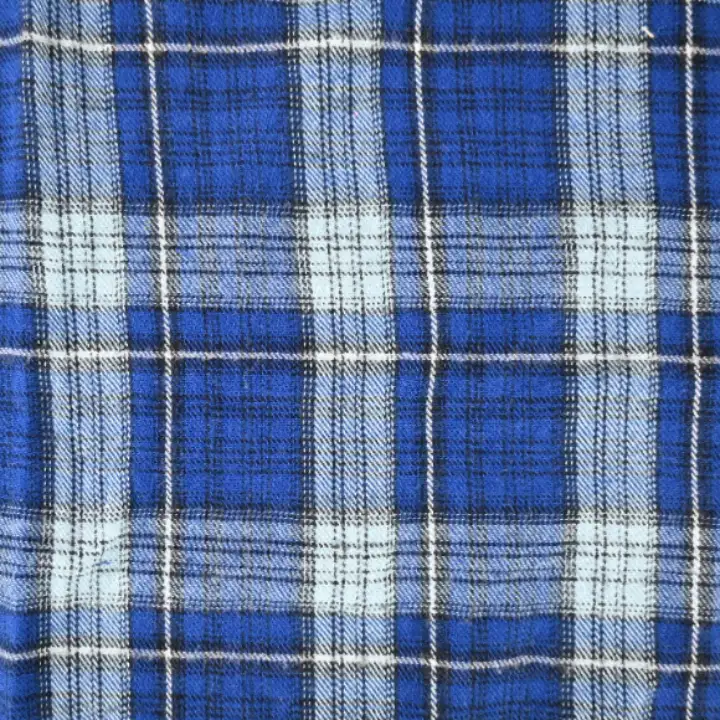 India Fabric for Shirt Cotton YD Flannel Natural Woven Fabric Cotton Blue Check color buy from India wholesaler bulk order at wholesale price free worldwide shipping Alibaba