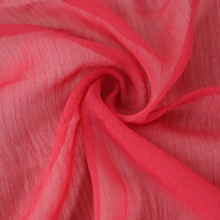 India Fabric for Blouse,Crop Top,Skirt Polyester Crinkle Fabric Synthetic Woven Fabric Polyester RED color buy from India wholesaler bulk order at wholesale price free worldwide shipping Alibaba