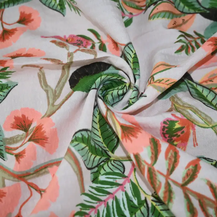 India Fabric for Shirt Polyester Seersucker Synthetic Woven Fabric Polyester Peach Print color buy from India wholesaler bulk order at wholesale price free worldwide shipping Alibaba