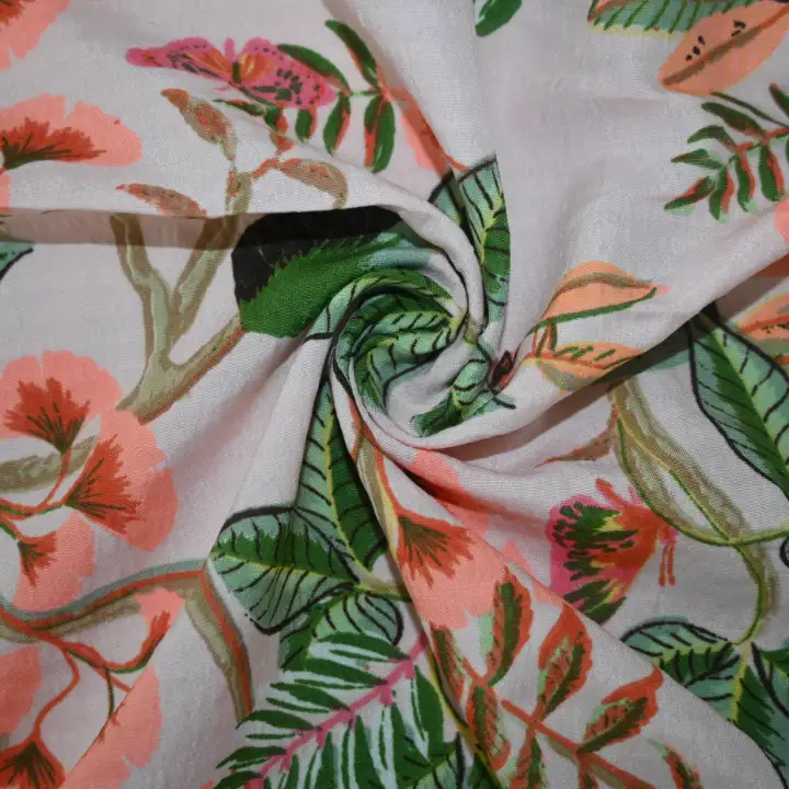 India Fabric for Shirt Polyester Seersucker Synthetic Woven Fabric Polyester Peach Print color buy from India wholesaler bulk order at wholesale price free worldwide shipping Alibaba