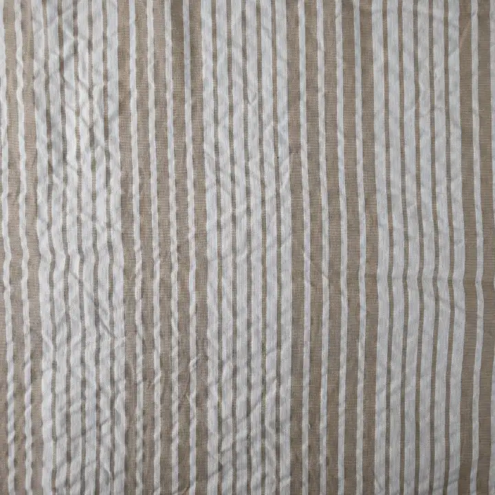 India Fabric for Shirt,Crop Top Cotton Seersucker Natural Woven Fabric Cotton Brown White Stripe color buy from India wholesaler bulk order at wholesale price free worldwide shipping Alibaba