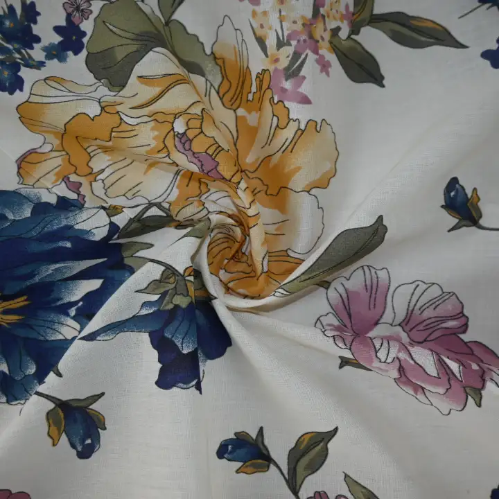 India Fabric for Shirt Cotton Plain Natural Woven Fabric Cotton Flower Printed color buy from India wholesaler bulk order at wholesale price free worldwide shipping Alibaba