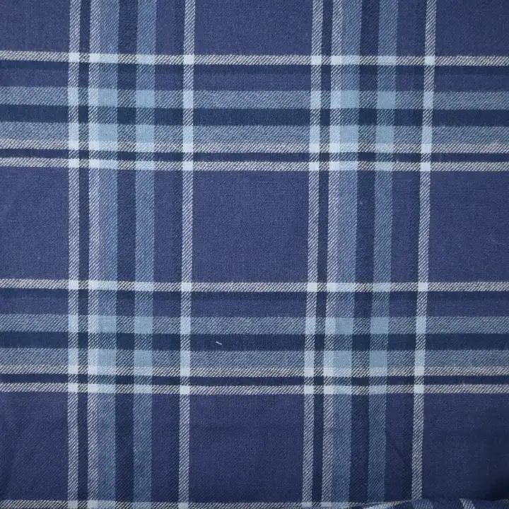 India Fabric for Shirt Cotton YD Flannel Natural Woven Fabric Cotton Blue Check color buy from India wholesaler bulk order at wholesale price free worldwide shipping Alibaba