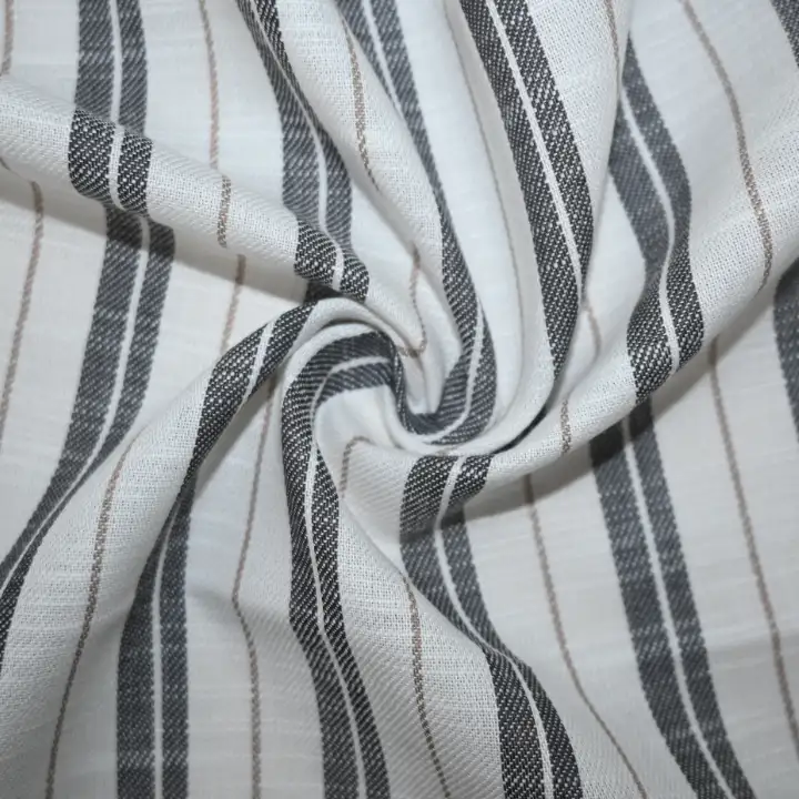 India Fabric for Shirt Cotton Twill Natural Woven Fabric Cotton Brown/White Stripe color buy from India wholesaler bulk order at wholesale price free worldwide shipping Alibaba