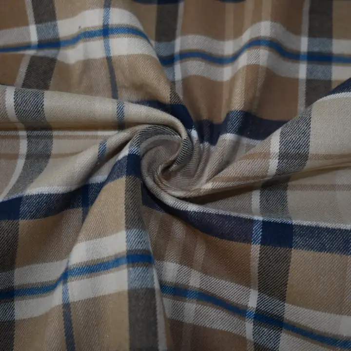 India Fabric for Pajamas Cotton YD Flannel Natural Woven Fabric Cotton Spandex Brown Check color buy from India wholesaler bulk order at wholesale price free worldwide shipping Alibaba