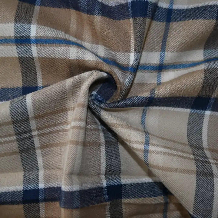 India Fabric for Pajamas Cotton YD Flannel Natural Woven Fabric Cotton Spandex Brown Check color buy from India wholesaler bulk order at wholesale price free worldwide shipping Alibaba