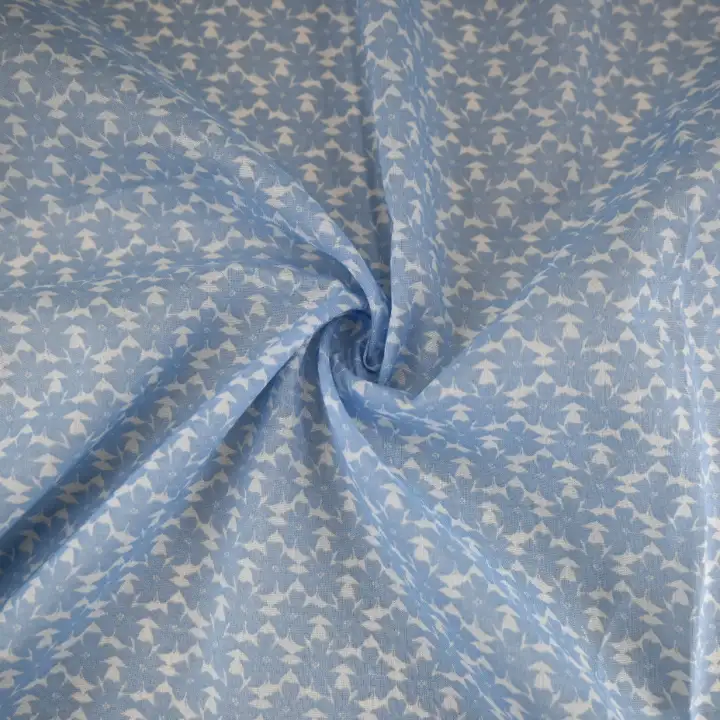 India Fabric for Shirt Cotton Plain Natural Woven Fabric Cotton Blue Print color buy from India wholesaler bulk order at wholesale price free worldwide shipping Alibaba