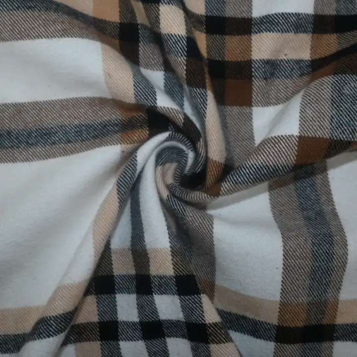 India Fabric for Shirt,Jackets Cotton YD Flannel Natural Woven Fabric Cotton White/Black/Brown Check color buy from India wholesaler bulk order at wholesale price free worldwide shipping Alibaba