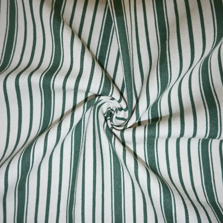 India Fabric for Jackets Cotton YD Twill Natural Woven Fabric Cotton Green Ecru Stripe color buy from India wholesaler bulk order at wholesale price free worldwide shipping Alibaba