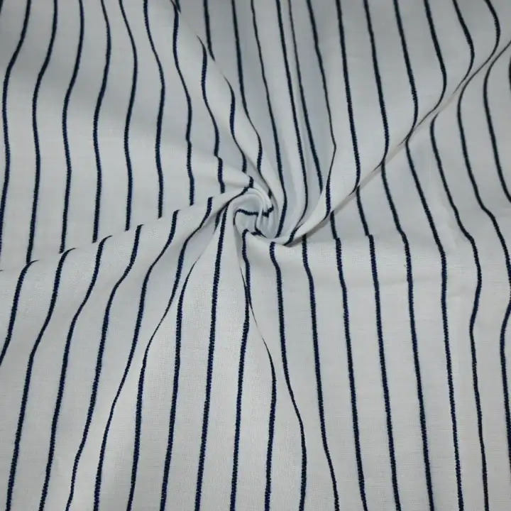 India Fabric for Shirt Cotton Dobby Natural Woven Fabric Cotton OtherFibre White/Blue Stripe color buy from India wholesaler bulk order at wholesale price free worldwide shipping Alibaba