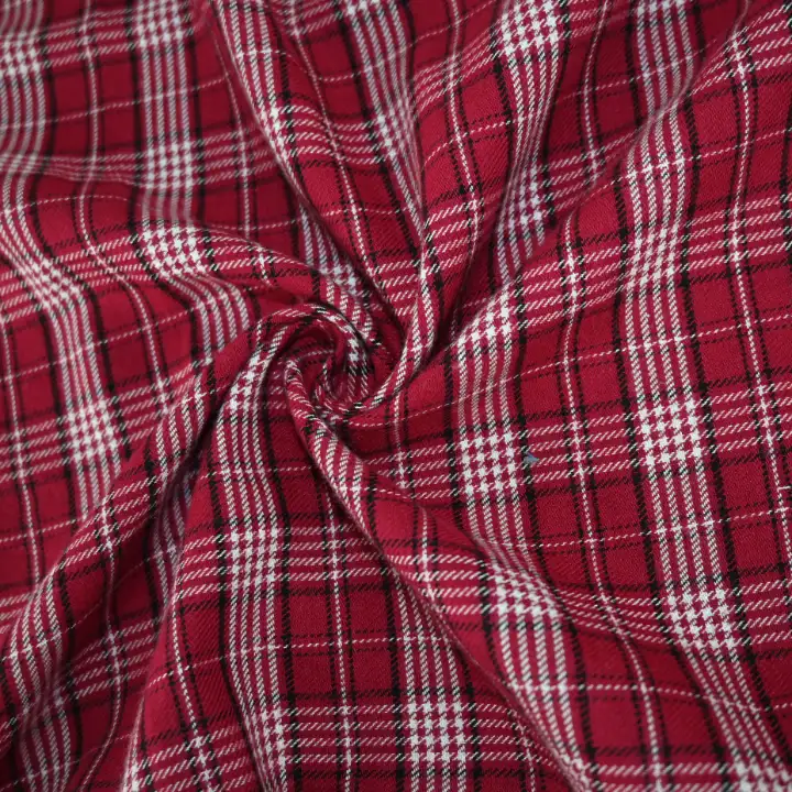 India Fabric for Shirt Cotton YD Flannel Natural Woven Fabric Cotton Red Check color buy from India wholesaler bulk order at wholesale price free worldwide shipping Alibaba