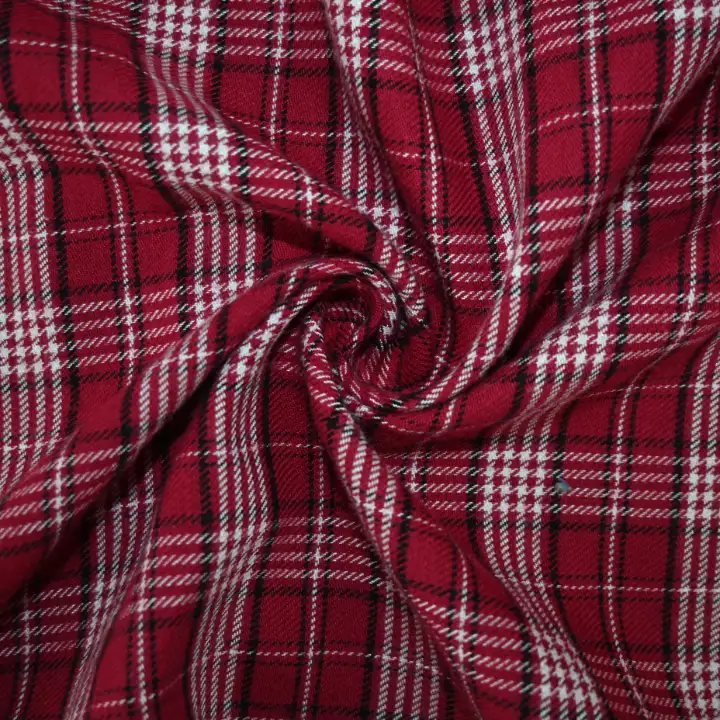 India Fabric for Shirt Cotton YD Flannel Natural Woven Fabric Cotton Red Check color buy from India wholesaler bulk order at wholesale price free worldwide shipping Alibaba