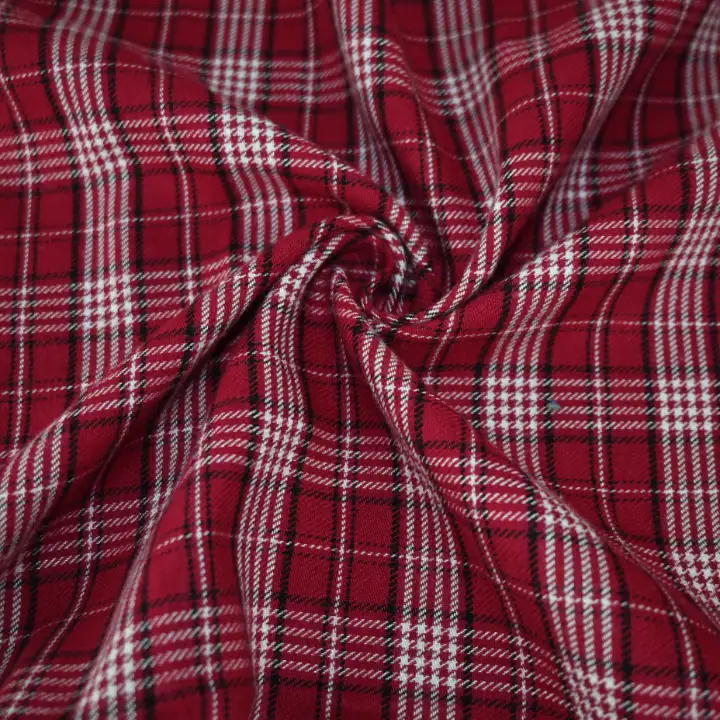 India Fabric for Shirt Cotton YD Flannel Natural Woven Fabric Cotton Red Check color buy from India wholesaler bulk order at wholesale price free worldwide shipping Alibaba