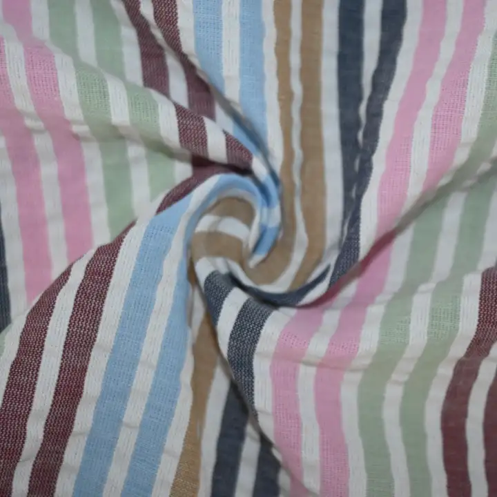 India Fabric for Pajamas Cotton Seersucker Natural Woven Fabric Cotton Multi Color color buy from India wholesaler bulk order at wholesale price free worldwide shipping Alibaba