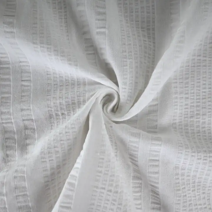 India Fabric for Shirt Cotton Seersucker Natural Woven Fabric Cotton Off White color buy from India wholesaler bulk order at wholesale price free worldwide shipping Alibaba