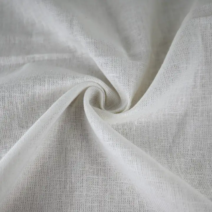 India Fabric for Pajamas Linen/Cotton Plain Natural Woven Fabric Linen Cotton Off White color buy from India wholesaler bulk order at wholesale price free worldwide shipping Alibaba