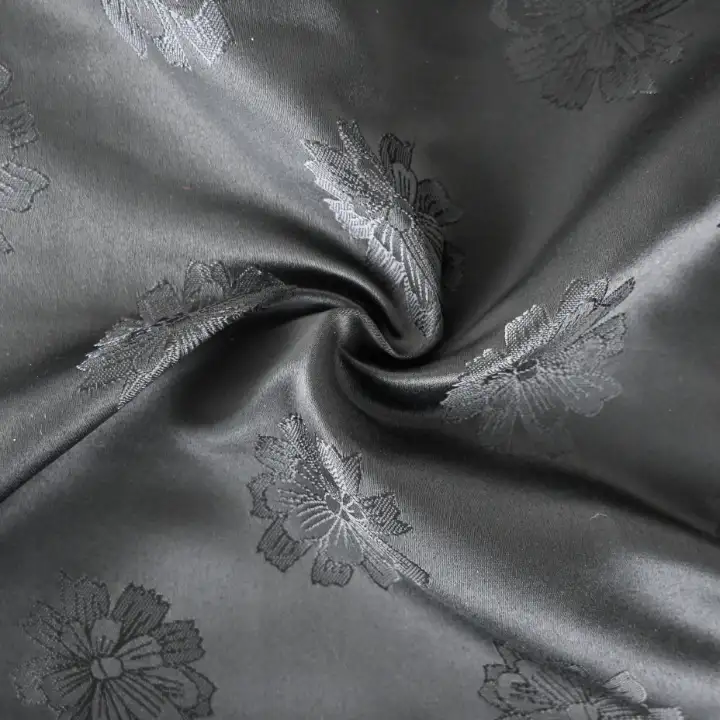 India Fabric for Jackets Polyester Satin Synthetic Woven Fabric Polyester Black color buy from India wholesaler bulk order at wholesale price free worldwide shipping Alibaba