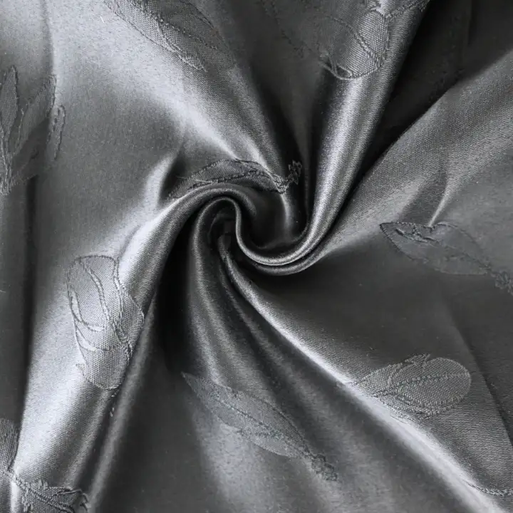 India Fabric for Jackets Polyester Satin Synthetic Woven Fabric Polyester Black color buy from India wholesaler bulk order at wholesale price free worldwide shipping Alibaba