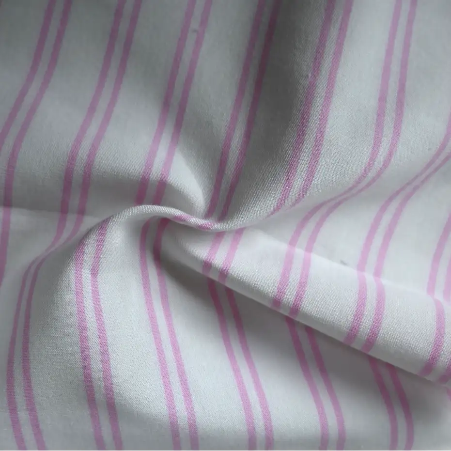 India Fabric for Shirt Cotton Plain Natural Woven Fabric cotton White Pink Stripe color buy from India wholesaler bulk order at wholesale price free worldwide shipping Alibaba
