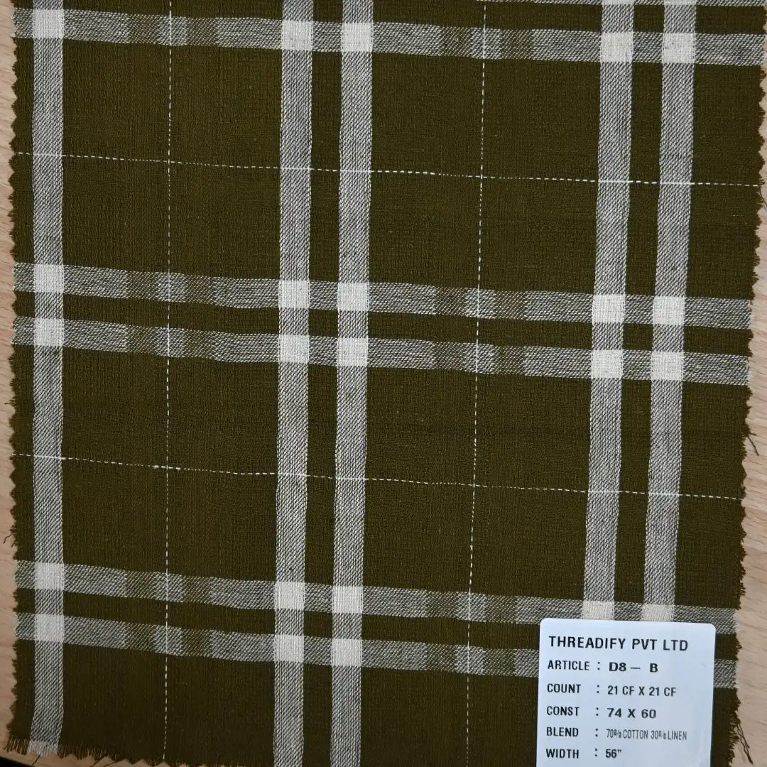 India Fabric for Shirt Cotton Plain Natural Woven Fabric COTTON LINEN Check color buy from India wholesaler bulk order at wholesale price free worldwide shipping Alibaba