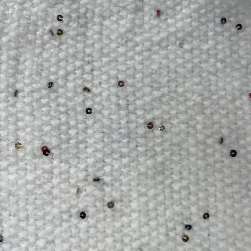 China Yarn for Round Neck Pullover (Sweater),Hoodie  (Sweater),Skirt (Sweater),Asymmetric Cardigan (Sweater) Mossy Yarn Fancy Yarn Polyamide Acrylic Polyester Wool Sequin WHITE+SPARKLING color buy from China wholesaler bulk order at wholesale price free worldwide shipping Alibaba