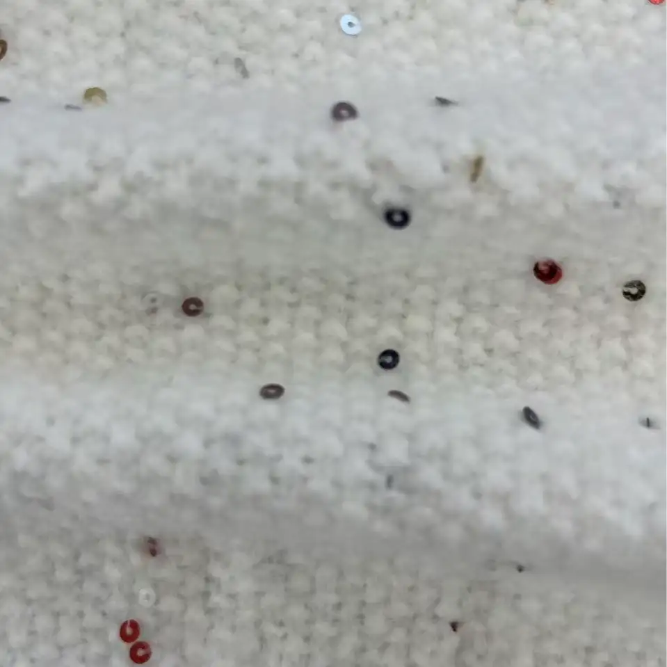 China Yarn for Round Neck Pullover (Sweater),Hoodie  (Sweater),Skirt (Sweater),Asymmetric Cardigan (Sweater) Mossy Yarn Fancy Yarn Polyamide Acrylic Polyester Wool Sequin WHITE+SPARKLING color buy from China wholesaler bulk order at wholesale price free worldwide shipping Alibaba