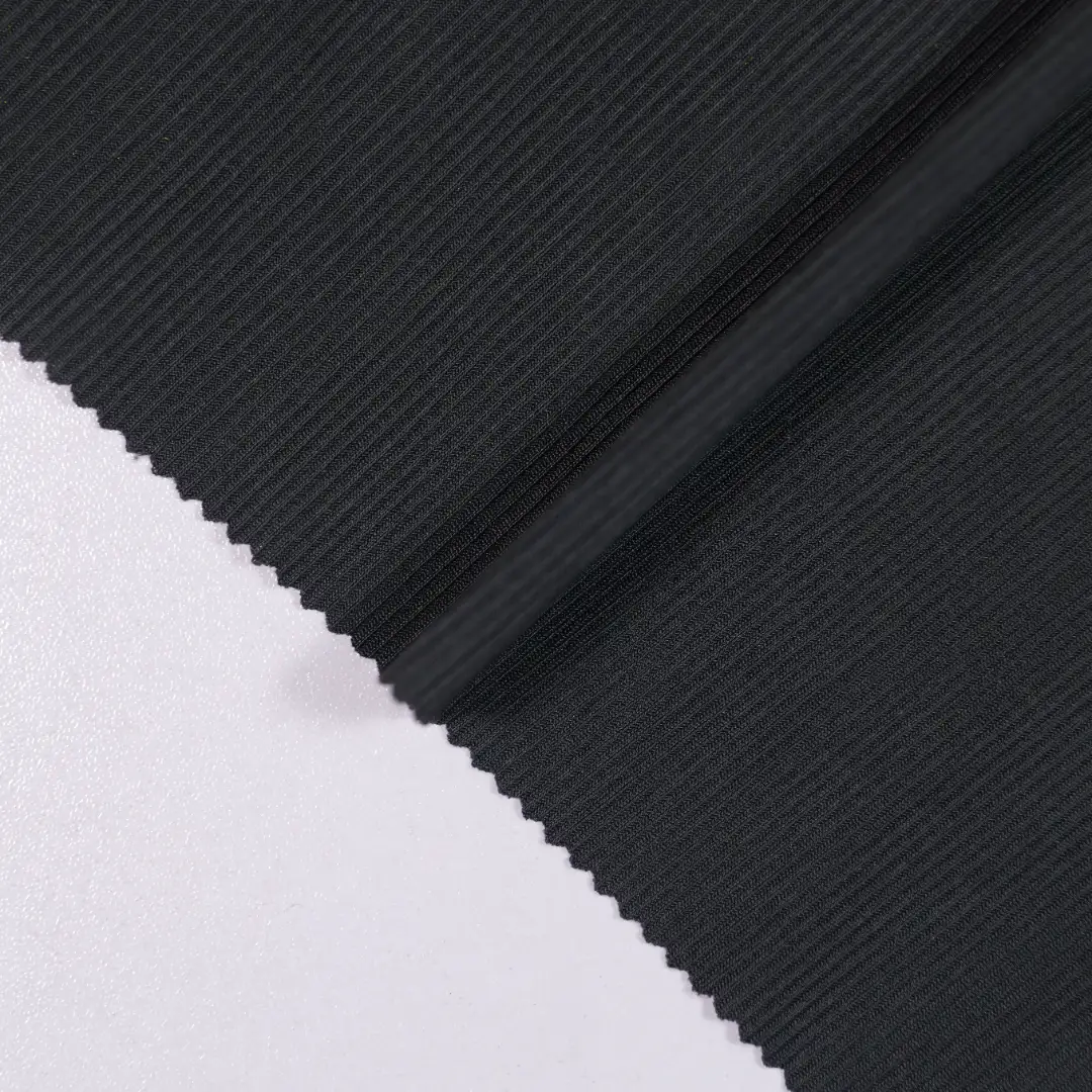China Fabric for T-Shirt,Polo Shirt Rib Knit Fabric Polyester Spandex black color buy from China wholesaler bulk order at wholesale price free worldwide shipping Alibaba