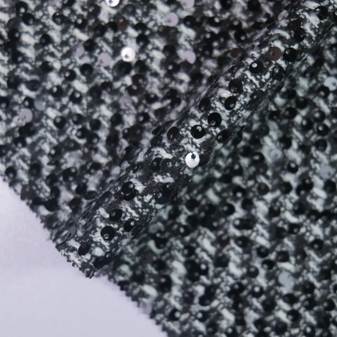 China Fabric for Skirt,Overcoat,Open Cardigan (Sweater) Chanel-Style Fabric Woolen Polyester dark grey color buy from China wholesaler bulk order at wholesale price free worldwide shipping Alibaba