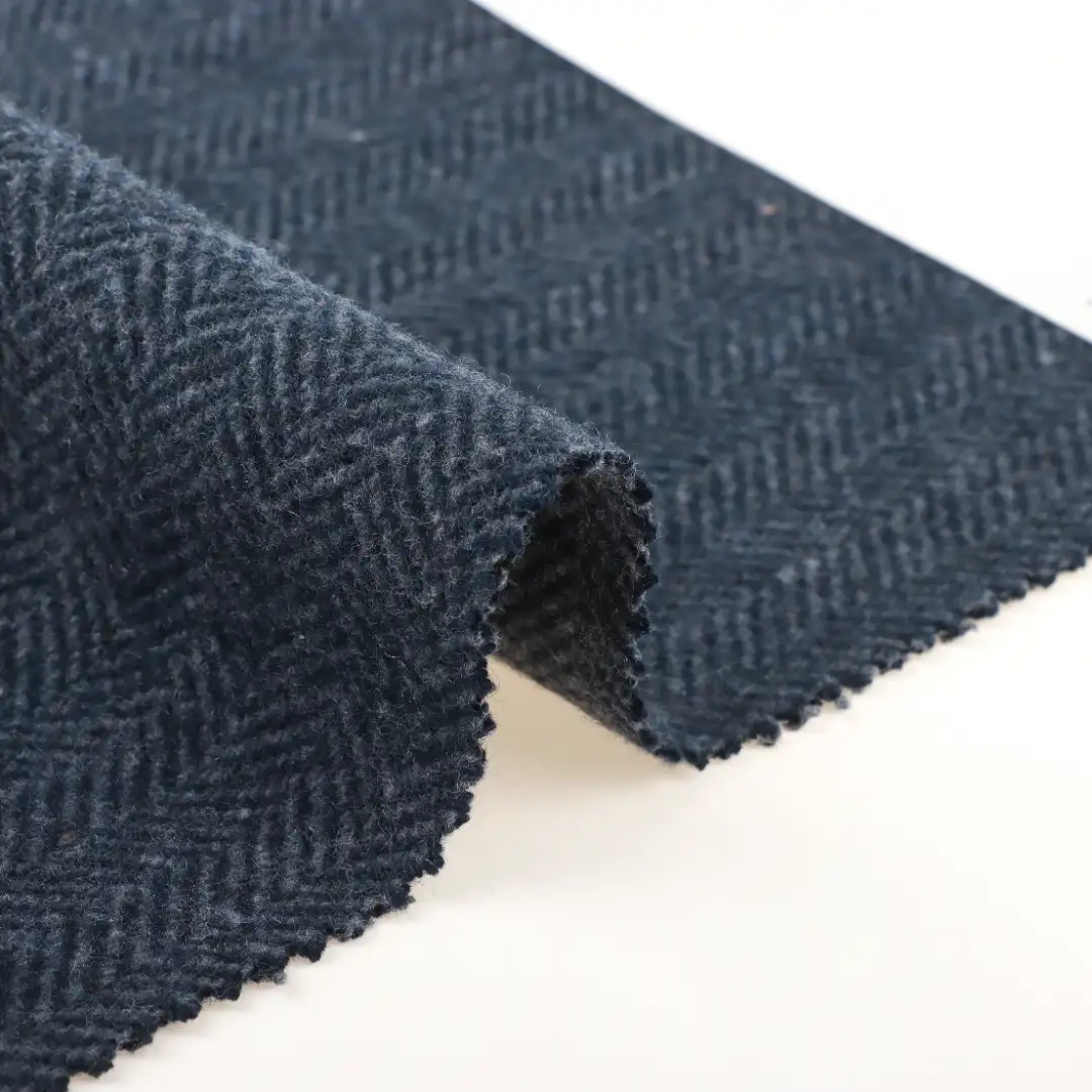 China Fabric for Jackets,Trench Coat,Overcoat Woolen Herringbone Woolen Polyester NAVY color buy from China wholesaler bulk order at wholesale price free worldwide shipping Alibaba