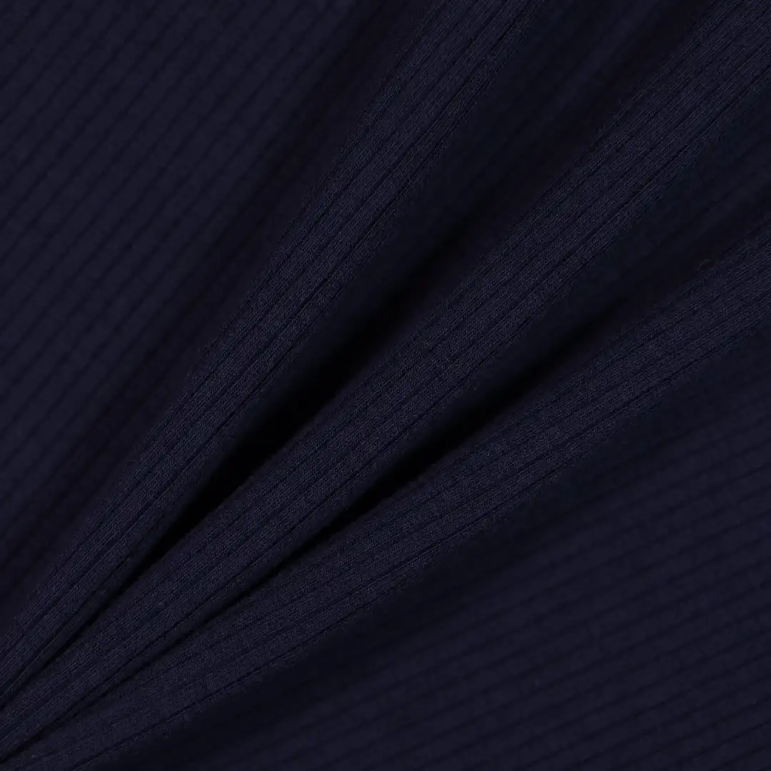 China Fabric for Open Cardigan (Sweater),Crew Neck Pullover (Sweater),Long Sleeve Base Layer Top Rib Knit Fabric Tencel Cotton Spandex dark blue color buy from China wholesaler bulk order at wholesale price free worldwide shipping Alibaba