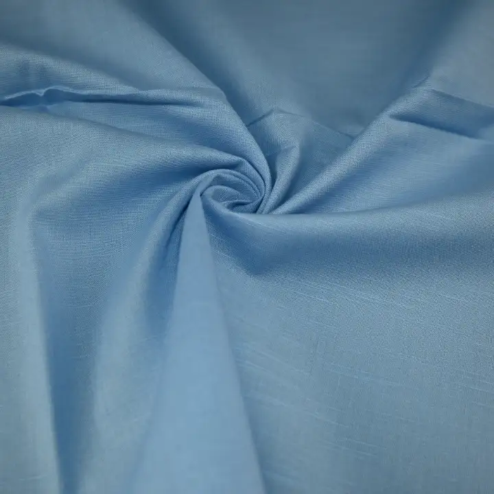 India Fabric for Shirt Cotton Plain Natural Woven Fabric COTTON BLUE color buy from India wholesaler bulk order at wholesale price free worldwide shipping Alibaba