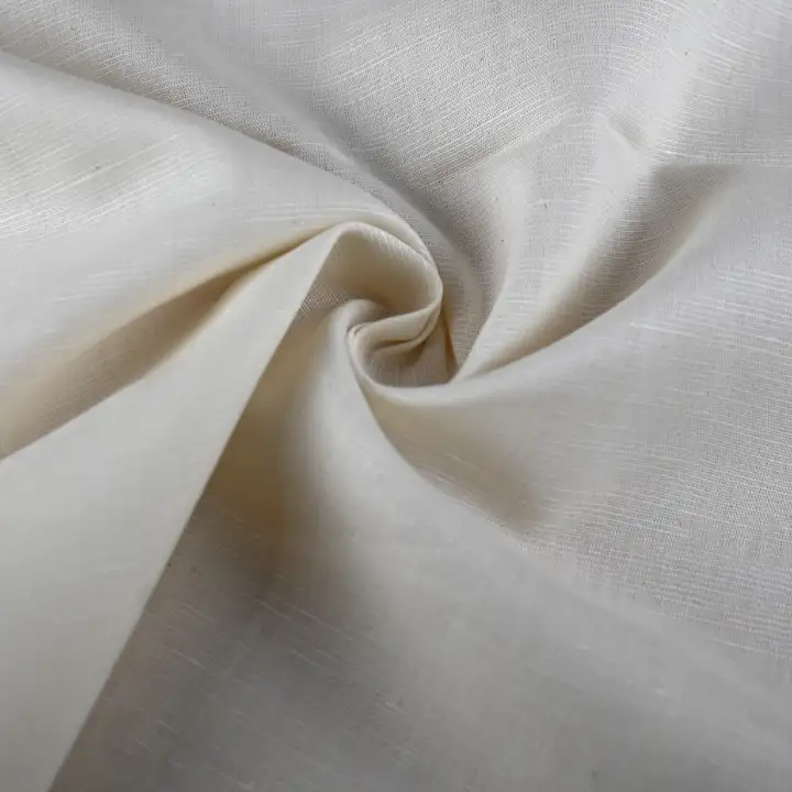 India Fabric for Shirt Cotton Plain Natural Woven Fabric COTTON LINEN OFF WHITE color buy from India wholesaler bulk order at wholesale price free worldwide shipping Alibaba