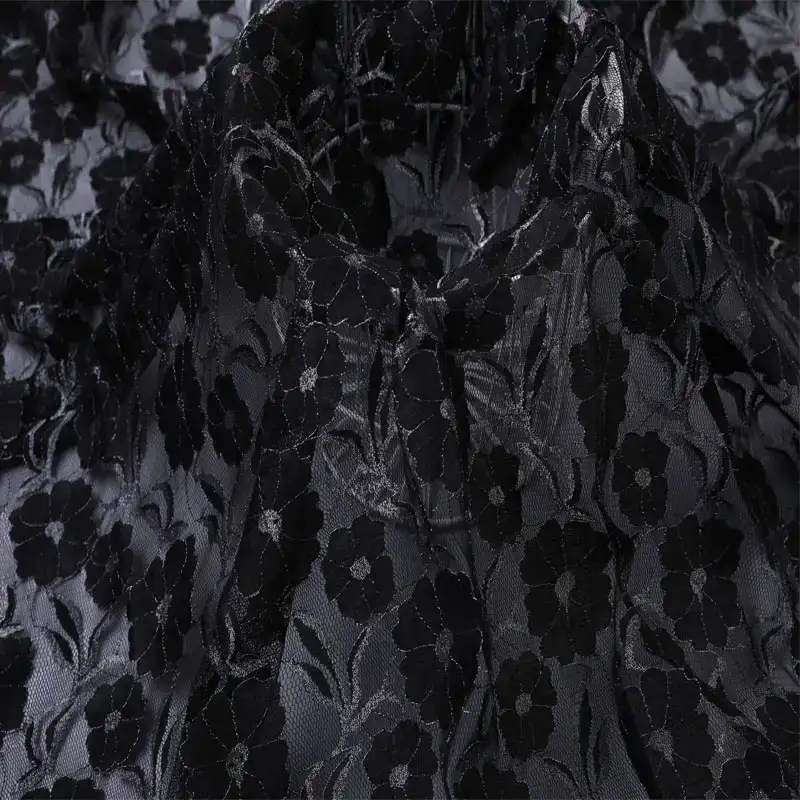 China Fabric for Shirt,Blouse,Skirt Lace Knit Fabric Nylon Spandex Lurex black color buy from China wholesaler bulk order at wholesale price free worldwide shipping Alibaba