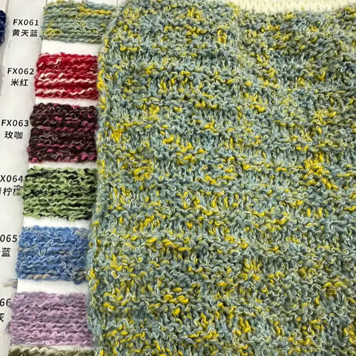 China Yarn for Open Cardigan (Sweater),Full-Zipper Cardigan (Sweater),Knitted Jacket (Sweater),Round Neck Pullover (Sweater),Kids Crew-Neck Cardigan (Sweater) Boucle Yarn Fancy Yarn Acrylic Polyester Cotton Green/Yellow color buy from China wholesaler bulk order at wholesale price free worldwide shipping Alibaba