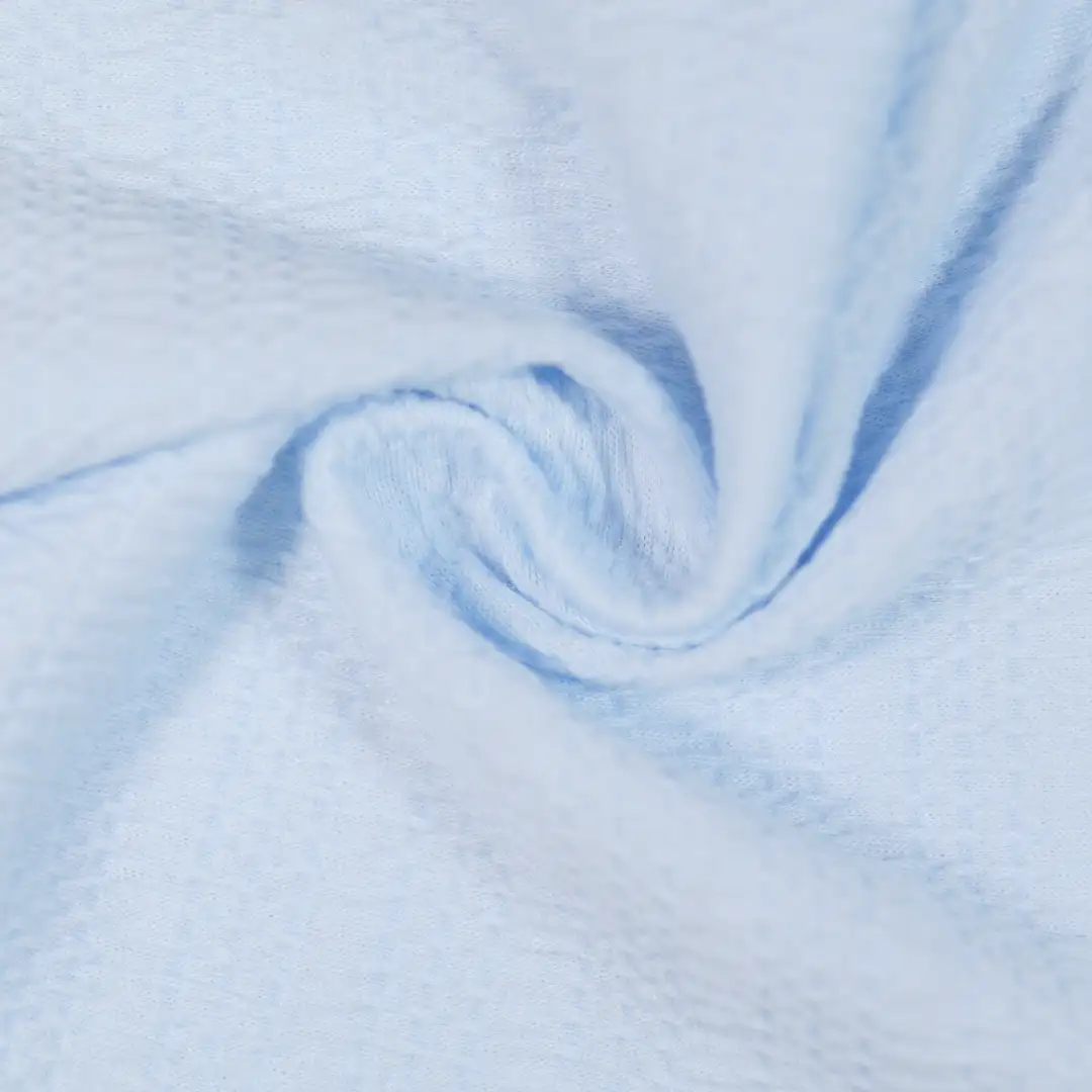 China Fabric for T-Shirt,Polo Shirt Crepe Knit Fabric Polyester Cotton Spandex blue color buy from China wholesaler bulk order at wholesale price free worldwide shipping Alibaba