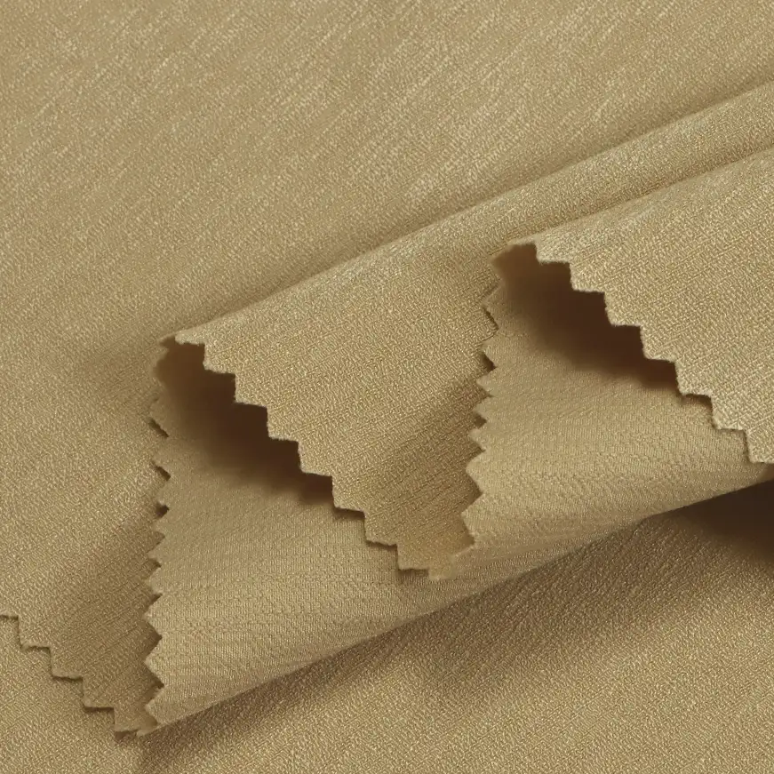 China Fabric for Pants,Skirt,Trench Coat,Padded Jacket,Overcoat Four Stretch Polyester Woven Fabric Synthetic Woven Fabric Polyester Camel color buy from China wholesaler bulk order at wholesale price free worldwide shipping Alibaba