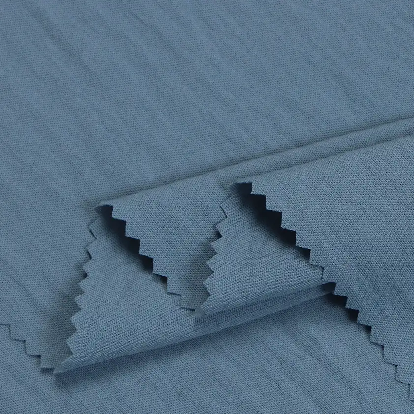 China Fabric for Shirt,Pants,Crop Top,Skirt,Shorts Four-way Stretch (Bi-Stretch) Synthetic Woven Fabric Recycled Polyester blue color buy from China wholesaler bulk order at wholesale price free worldwide shipping Alibaba