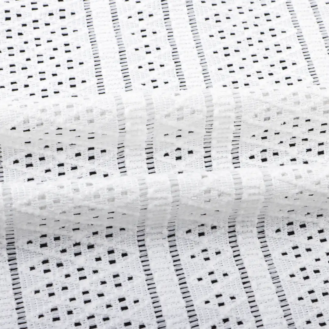 China Fabric for Ladies Vest (Sweater) Lace Knit Fabric Polyester Spandex white color buy from China wholesaler bulk order at wholesale price free worldwide shipping Alibaba