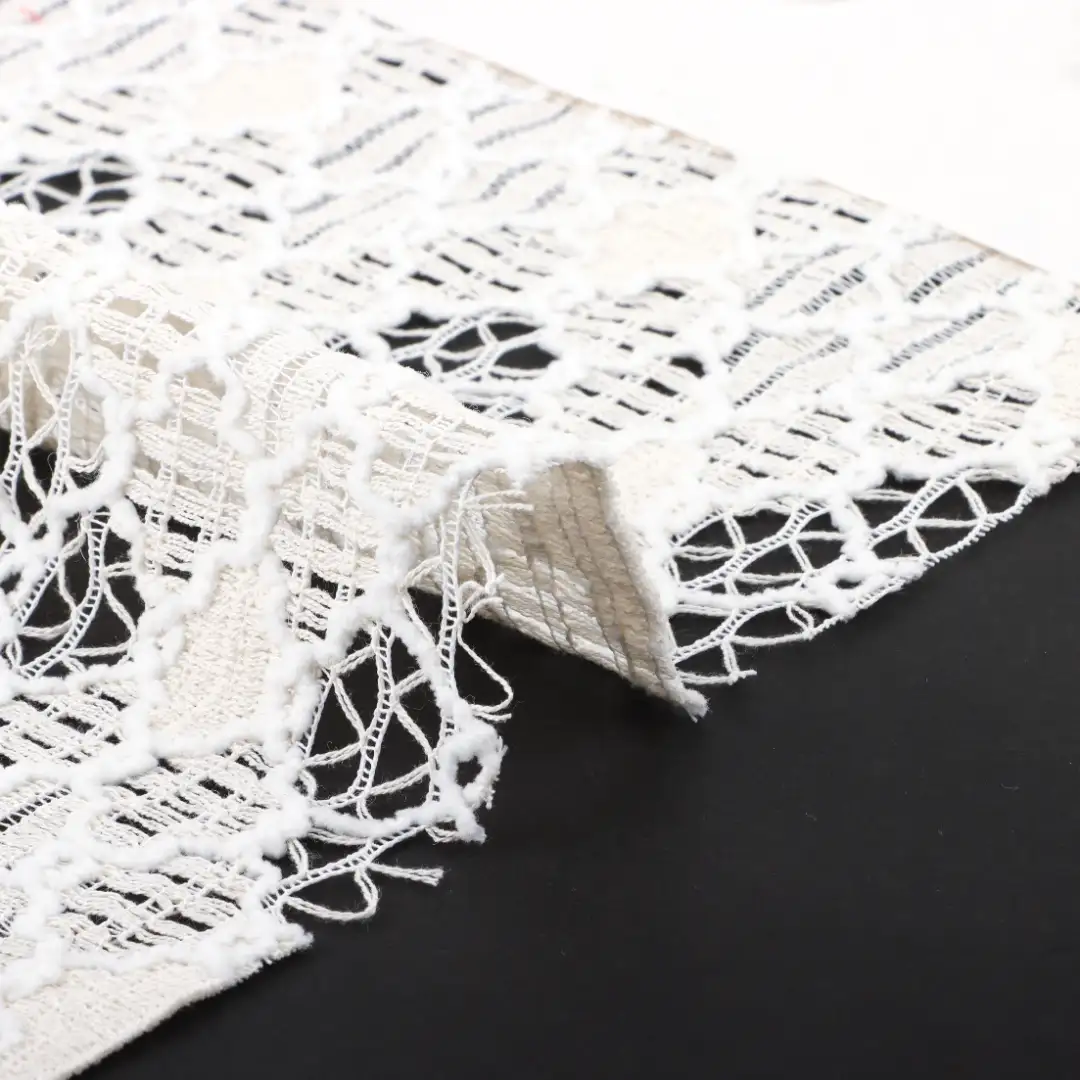 China Fabric for Shirt,Tank Top,Blouse,Skirt,Shorts Lace Knit Fabric Polyester Cotton off-white color buy from China wholesaler bulk order at wholesale price free worldwide shipping Alibaba