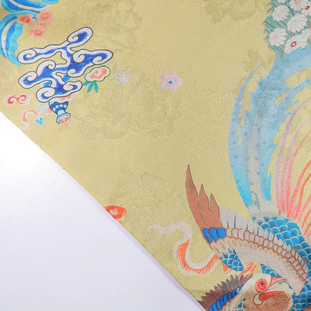 China Fabric for Skirt,Cropped V-Neck Shirt Jacquard Synthetic Woven Fabric Viscose yellow color buy from China wholesaler bulk order at wholesale price free worldwide shipping Alibaba