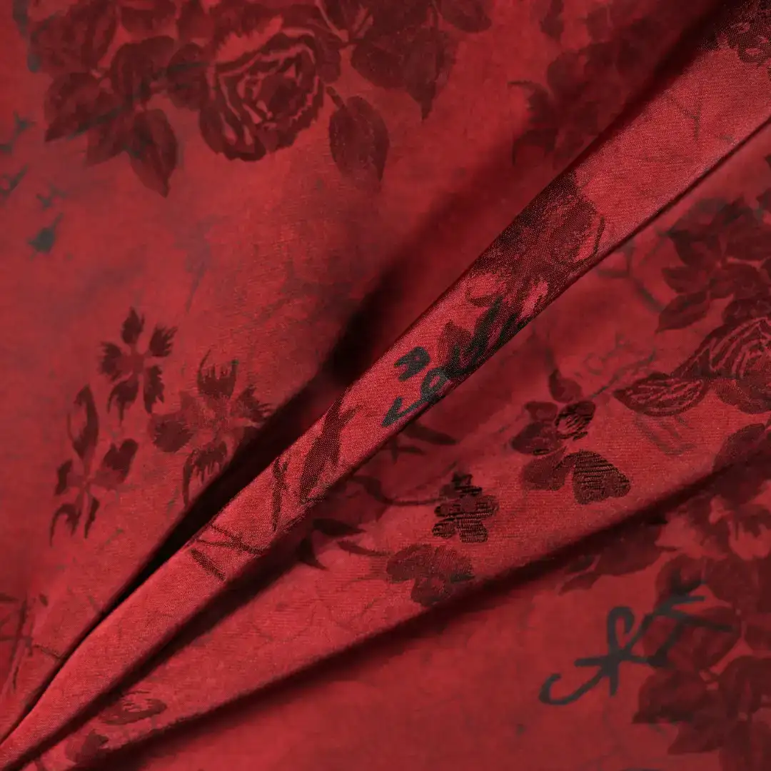 China Fabric for Shirt,Skirt Jacquard Woven Blended Fabric Viscose Polyester red color buy from China wholesaler bulk order at wholesale price free worldwide shipping Alibaba