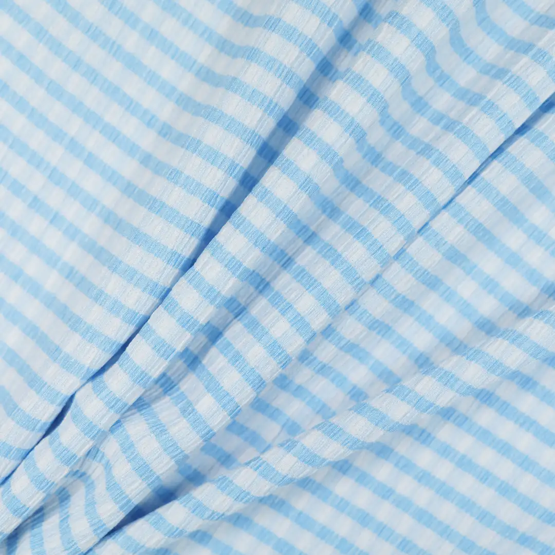 China Fabric for Crop Top,Skirt,Womens High Waist Bubble Skirt,Womens High Waist Lantern Skirt Yarn-dyed fabric Knit Fabric Polyester Spandex blue color buy from China wholesaler bulk order at wholesale price free worldwide shipping Alibaba