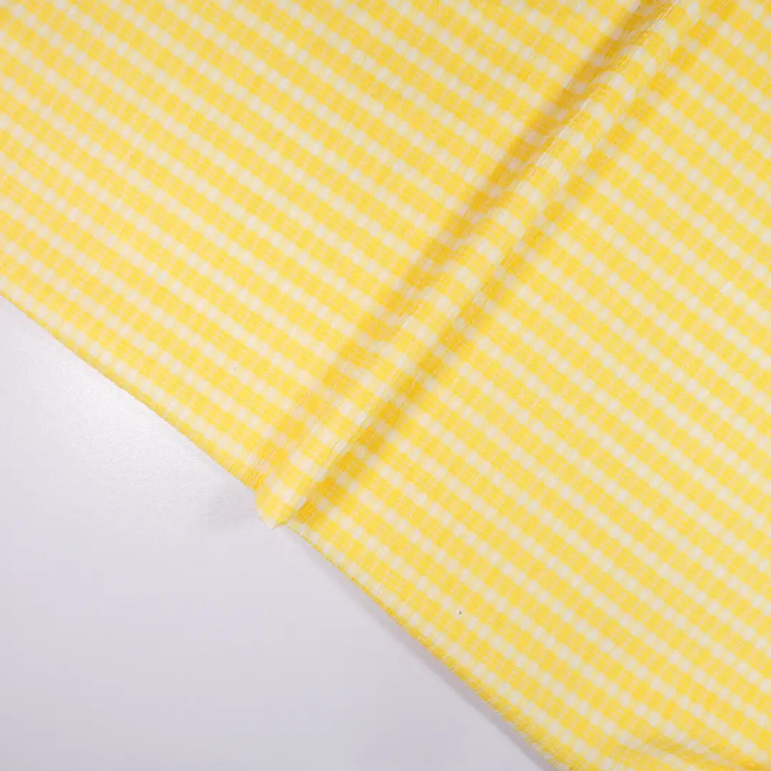 China Fabric for Shirt,Crop Top,Skirt,Girls Edge Trim Tank Dress Yarn-dyed fabric Knit Fabric Polyester Spandex yellow color buy from China wholesaler bulk order at wholesale price free worldwide shipping Alibaba